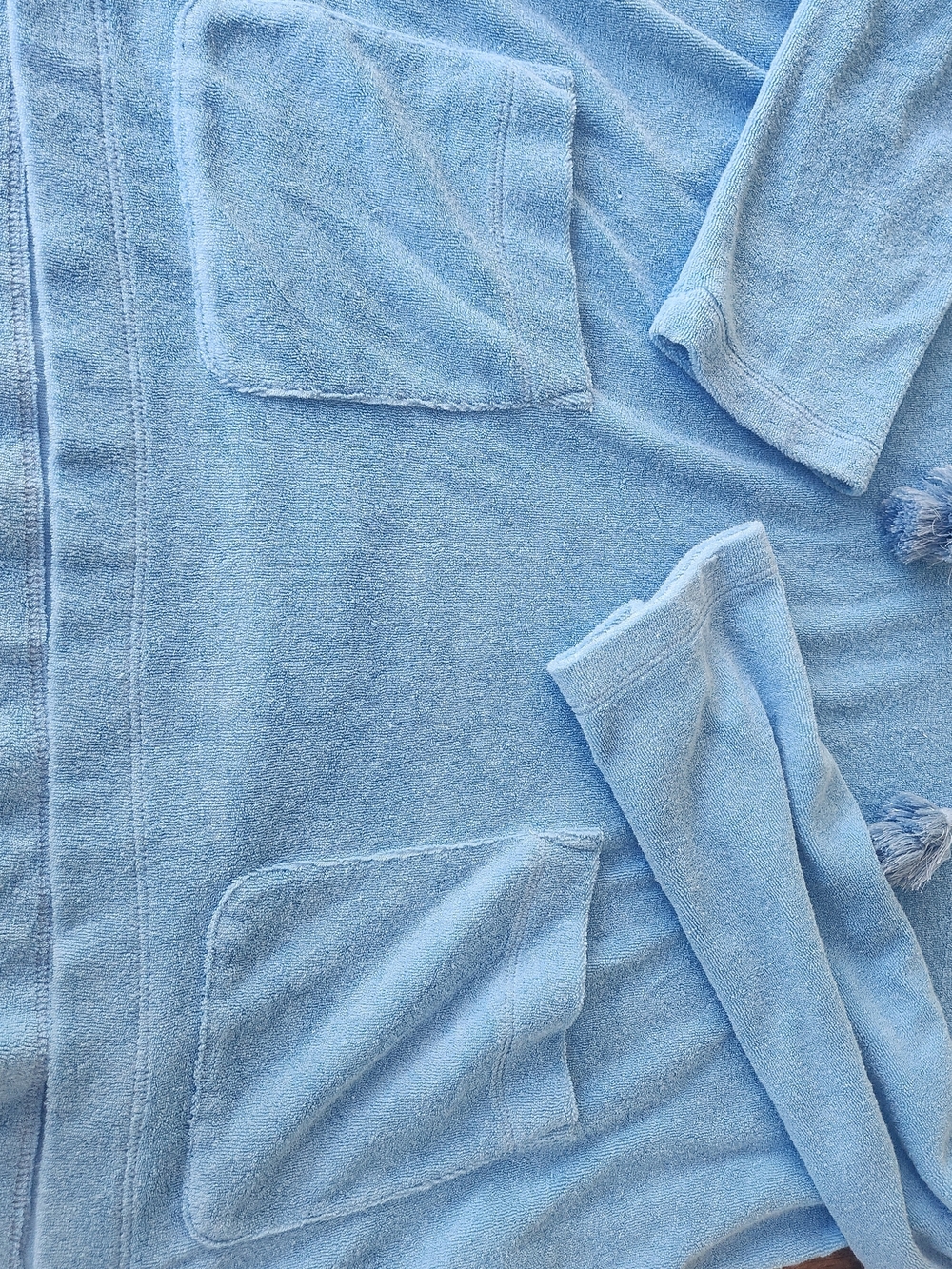 Women's Sky Blue Vineyard Vines Terry Towel Hoodie Tasseled Drawstrings Sz XL - Picture 3 of 12
